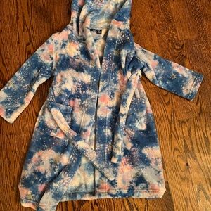 Lands End Girls Blue and Pink Hooded Robe